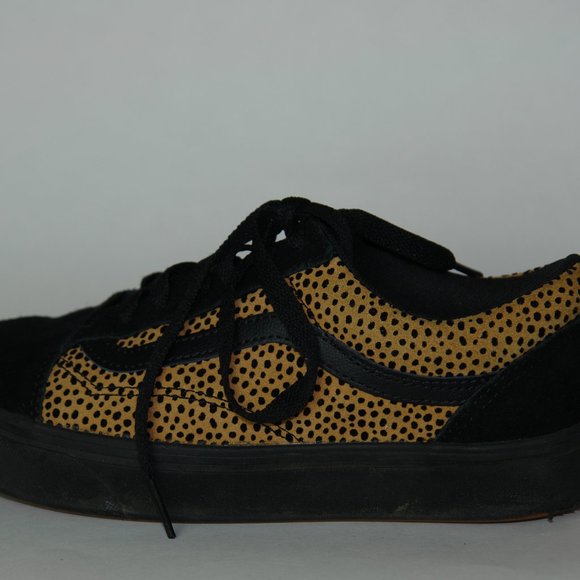 SOLD ———- VANS Old Skool Tiny Cheetah Print Snakers 7.5 - Picture 2 of 6